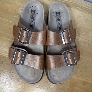 Mephisto Hester Sandals Women's Size 38 Leather Comfort Walking Slides Brown
